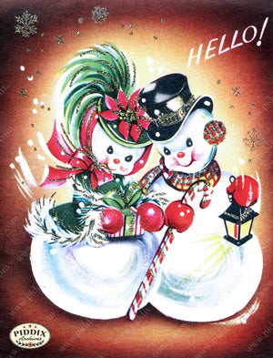 Pdxc10104A -- Snowmen Women Color Illustration