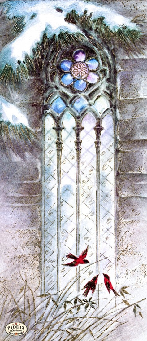 Pdxc10116A -- Christmas Birds Color Illustration