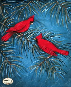 Pdxc10125A -- Christmas Birds Color Illustration