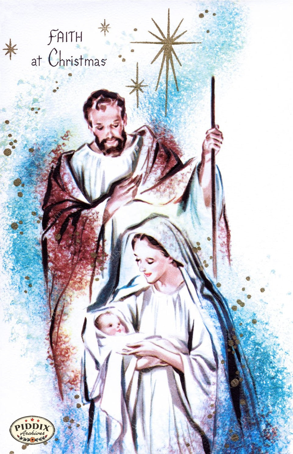 Pdxc10133A -- Christmas Manger Wise Men Virgin Mary Color Illustration