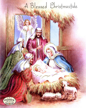 Pdxc10136 -- Christmas Manger Wise Men Virgin Mary Color Illustration