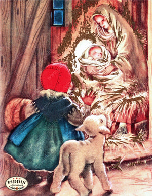 Pdxc10144 -- Christmas Manger Wise Men Virgin Mary Color Illustration