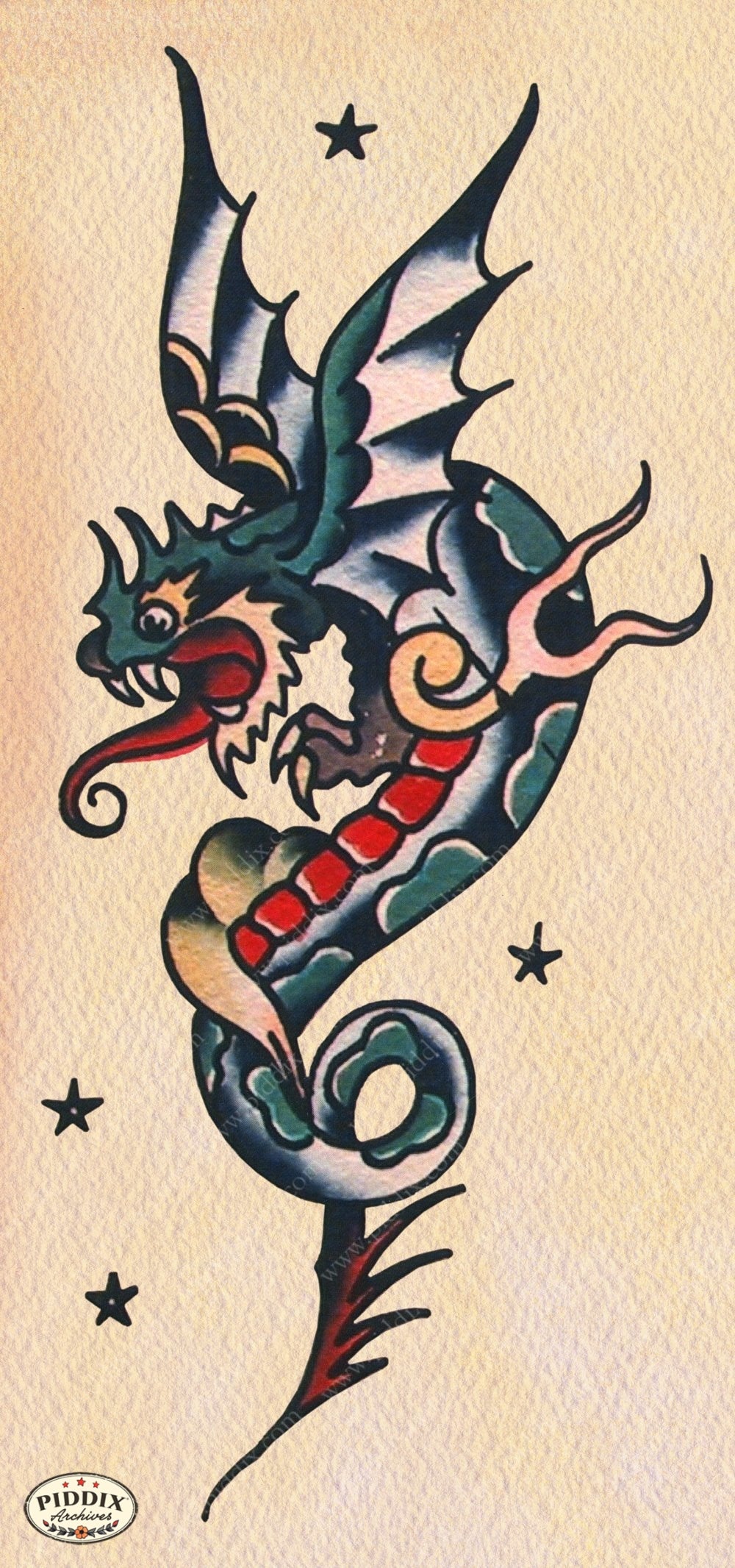 Pdxc12105 -- Retro Tattoos Color Illustration