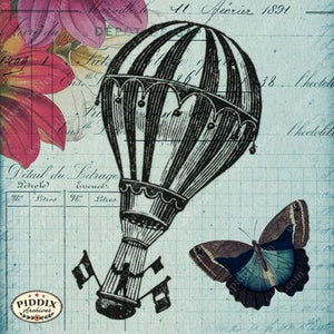 Pdxc12497B And C -- Flight & Flowers Original Collage