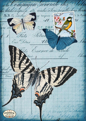 Pdxc12514A B C & D -- Flight Flowers Original Collage