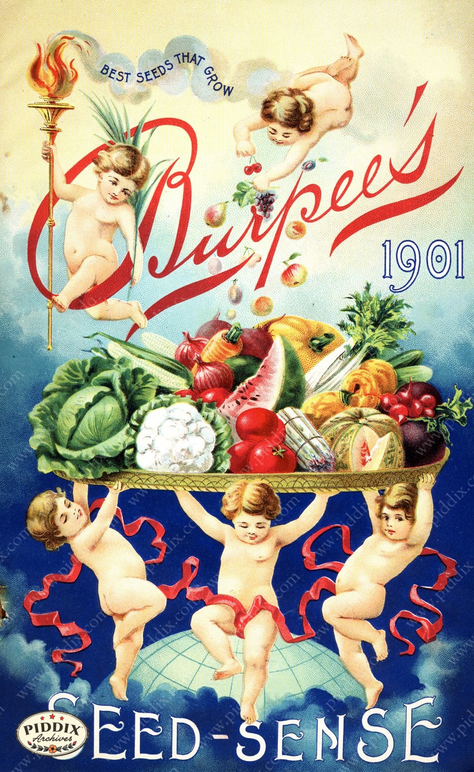 Pdxc1483 -- Fruit & Vegetable Seed Catalogs Color Illustration