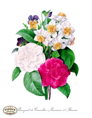 Pdxc18075B -- Bright Vintage Flowers Color Illustration