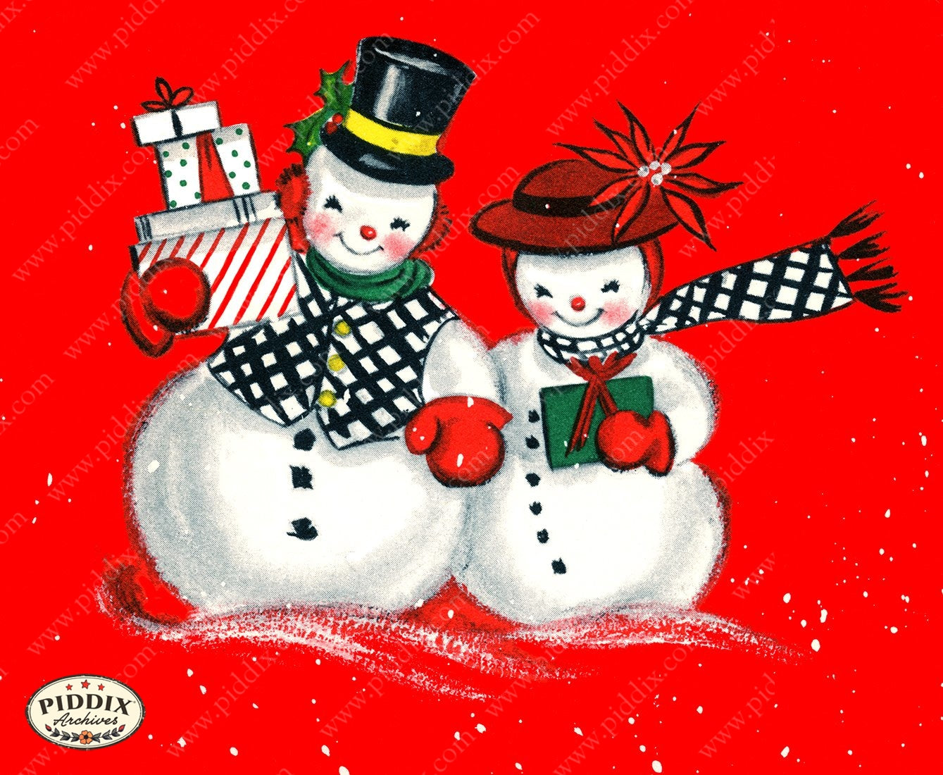 PDXC19153a -- Snowmen women Color Illustration