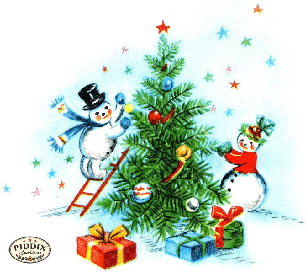 PDXC19154c -- Snowmen women Color Illustration