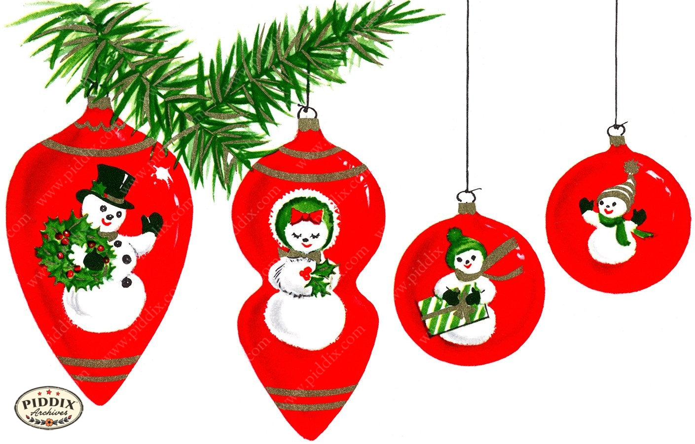 PDXC19177a -- Snowmen women Color Illustration