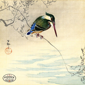 PDXC19517 -- Japanese Bird and Leaves Woodblock