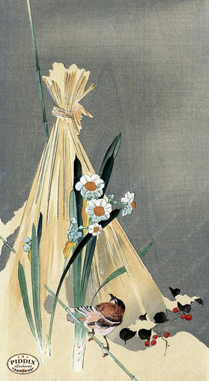 PDXC19534 -- Japanese Bird and Flowers Woodblock
