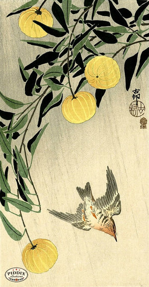 PDXC19540 -- Japanese Bird and Flowers Woodblock
