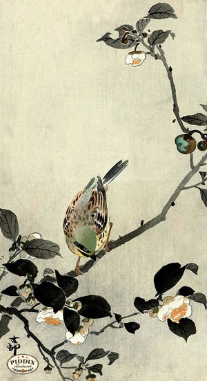 PDXC19542 -- Japanese Bird and Flowers Woodblock