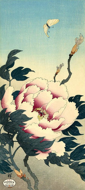 PDXC19553 -- Japanese Butterfly and Flower Woodblock