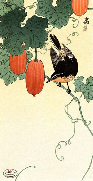 PDXC19566 -- Japanese Bird and Flowers Woodblock