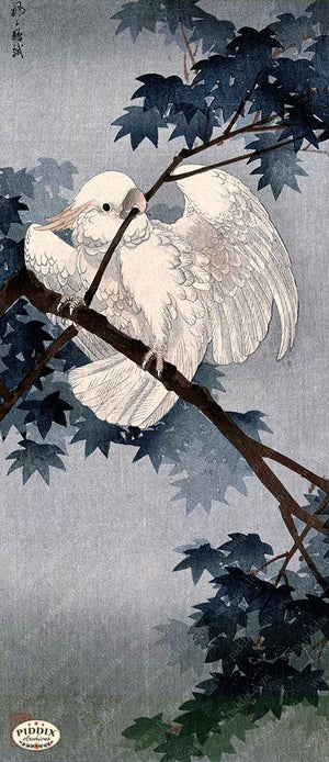 PDXC19569-- Japanese Bird and Leaves Woodblock