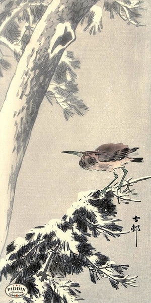 PDXC19573-- Japanese Bird and Snow Woodblock