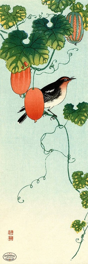 PDXC19584-- Japanese Bird and Vine Woodblock