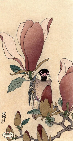 PDXC19585-- Japanese Bird and Flowers Woodblock