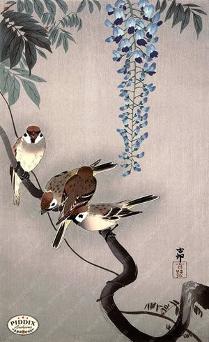 PDXC19601 -- Japanese Birds and Flowers Woodblock