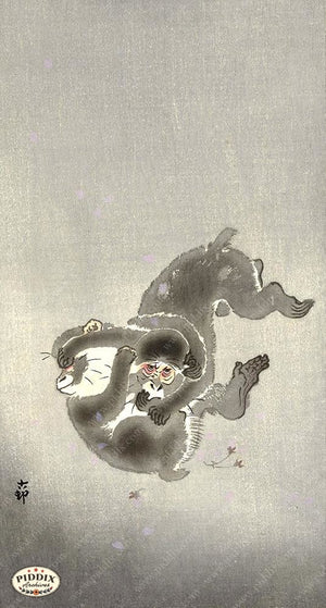 PDXC19605 -- Japanese Monkeys Woodblock