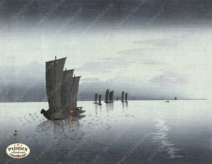 PDXC19609 -- Japanese Boats Woodblock