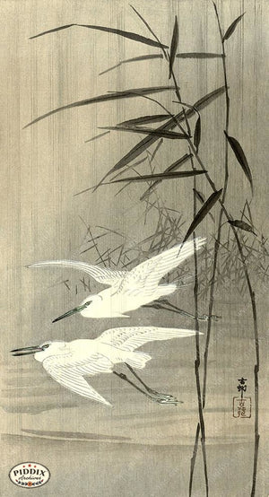 PDXC19628 -- Japanese Birds and Bamboo Woodblock