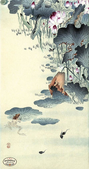 PDXC19631 -- Japanese Frog and Flowers Woodblock