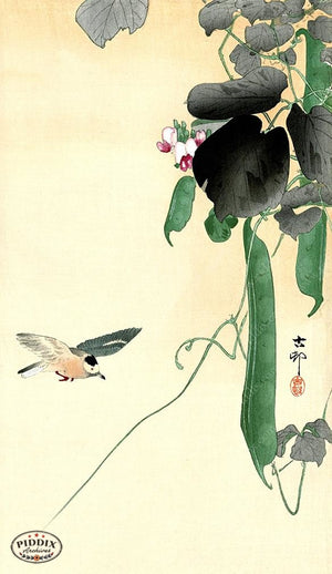 PDXC19636 -- Japanese Bird and Gourds Woodblock