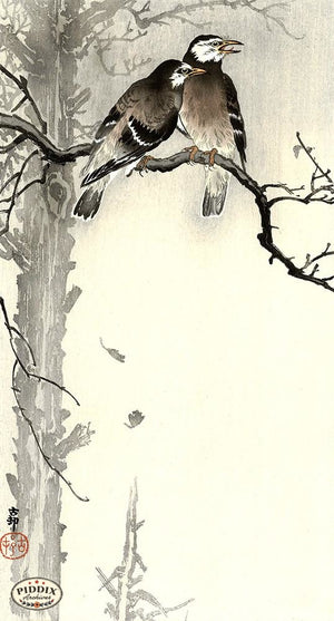 PDXC19641 -- Japanese Birds in Tree Woodblock