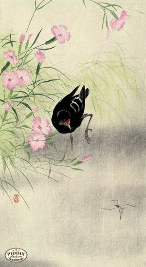 PDXC19646-- Japanese Bird and Flowers Woodblock