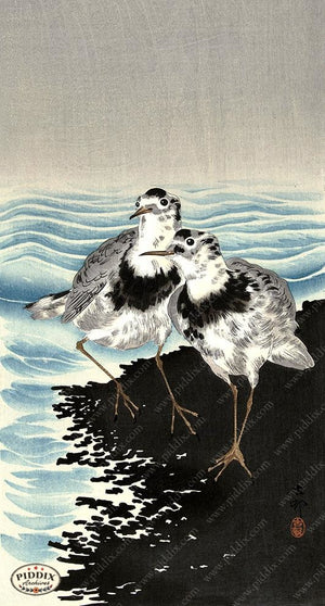 PDXC19678 -- Japanese Birds and Water Woodblock