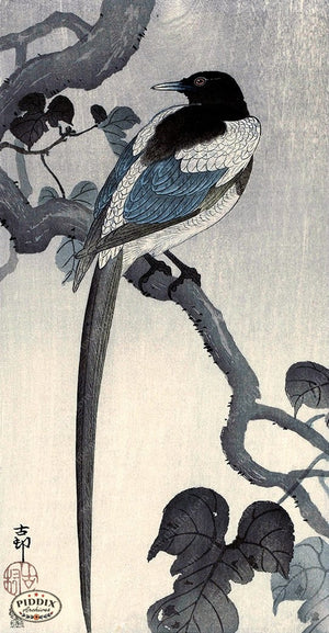 PDXC19694 -- Japanese Bird and Leaves Woodblock