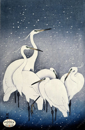 PDXC19701 -- Japanese Egrets Woodblock