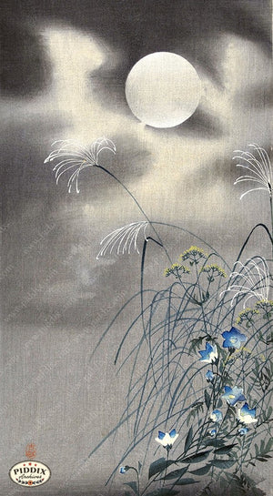 PDXC19706 -- Japanese Flowers and Moon Woodblock