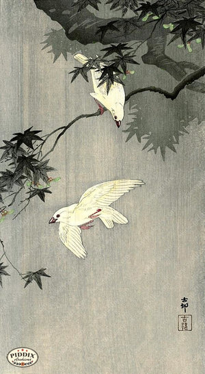 PDXC19708 -- Japanese Birds and Leaves Woodblock