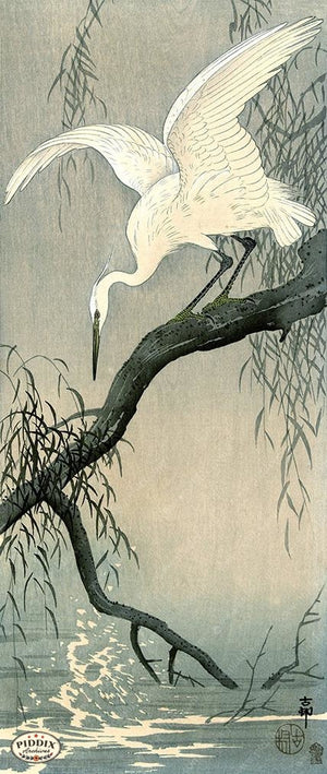 PDXC19732 -- Japanese Egret Woodblock