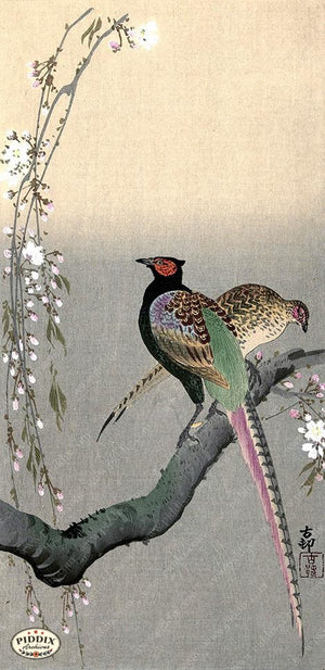 PDXC19734 -- Japanese Bird and Flowers Woodblock