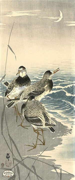 PDXC19736 -- Japanese Birds and Water Woodblock
