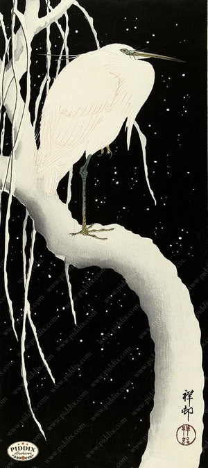 PDXC19748 -- Japanese Bird in Snow Woodblock