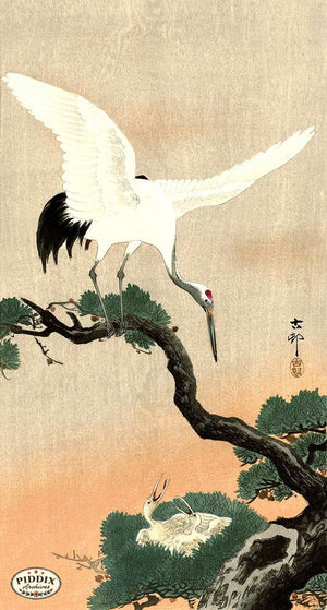 PDXC19753 -- Japanese Cranes Woodblock