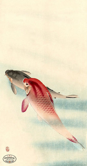 PDXC19758 -- Japanese Koi Fish Woodblock