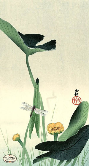 PDXC19759 -- Japanese Dragonfly and Plants Woodblock