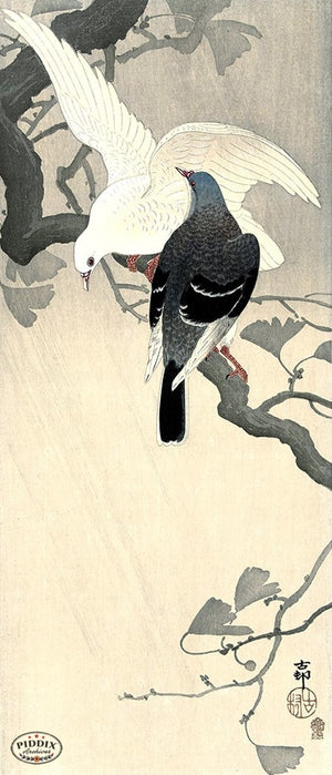 PDXC19765 -- Japanese Birds and Branch Woodblock