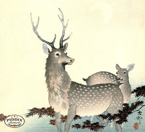 PDXC19784 -- Japanese Deer Woodblock