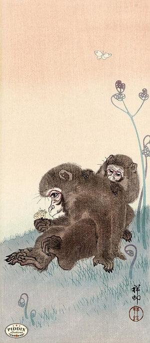PDXC19794-- Japanese Monkeys and Butterflies Woodblock