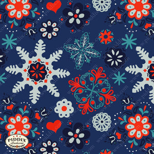 Pdxc21765B -- Flower Pattern Blue Red