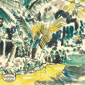 Pdxc23435 -- Blue And Yellow Palm Trees Pattern