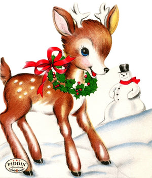 Pdxc3496 -- Christmas Deer Color Illustration